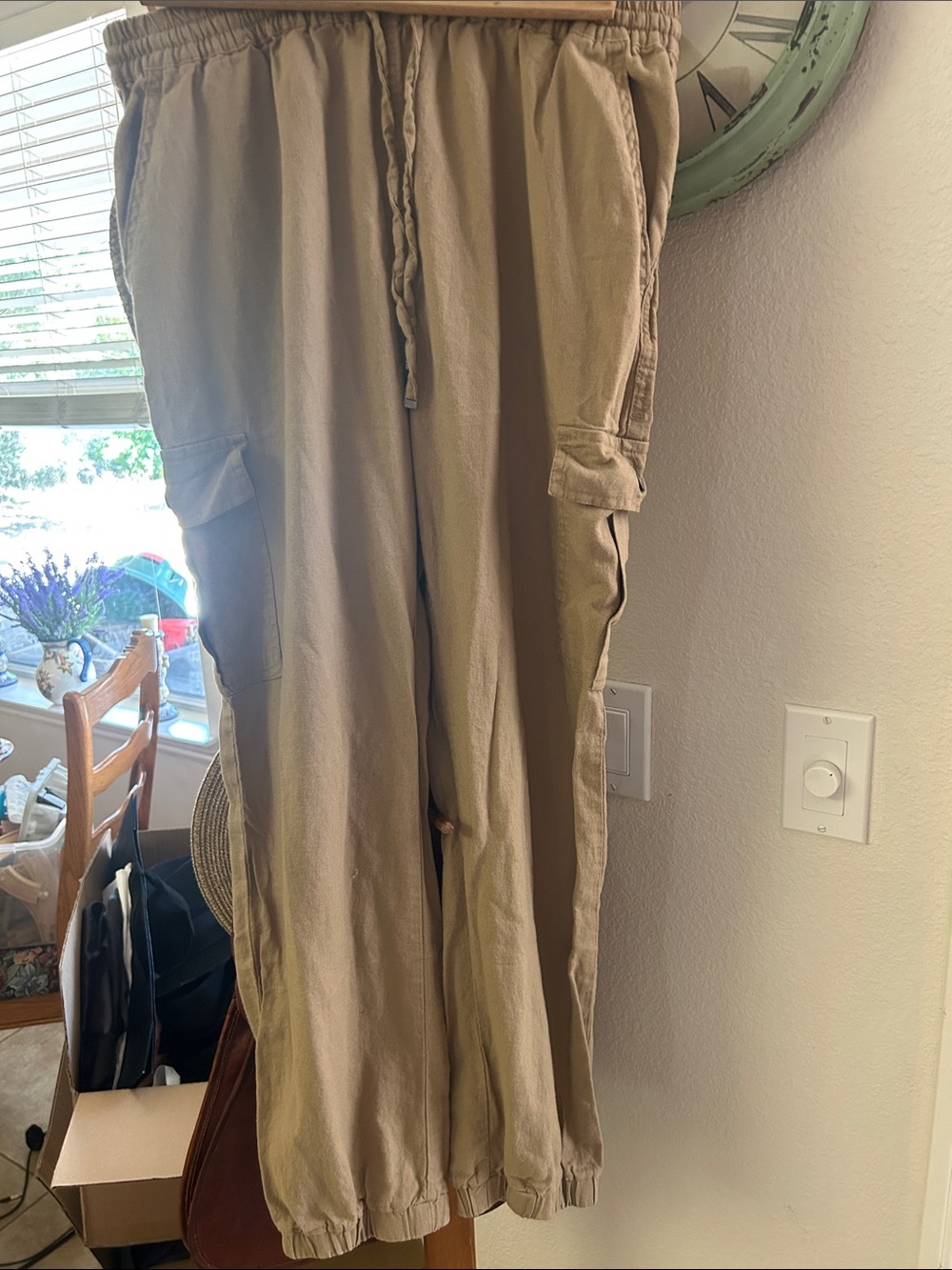 Love Tree Men's Cargo Drawstring Pants - Khaki